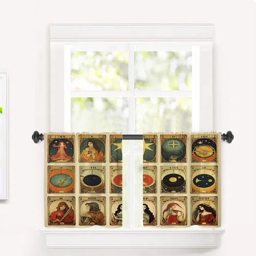 Vista 163 de Cortinas opacas de poliéster multicapa marrón con diseño de bosque natural, 2 unidades, 26 x 24 pulgadas