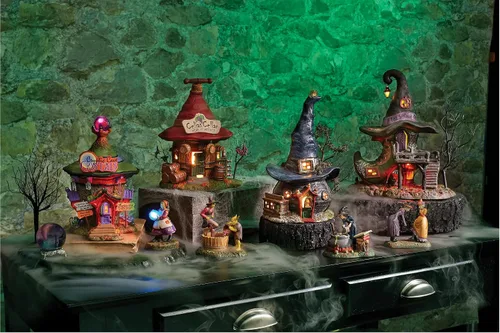 Vista 3 de Department 56 Snow Village - Edificio iluminado con cristales de cueva críptica de Halloween, 7.68 pulgadas, multicolor