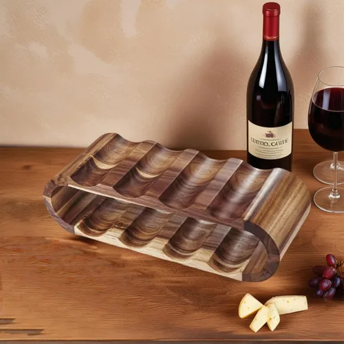 Vista 3 de MultiBey Estante para vino de madera de acacia para 8 botellas, almacenamiento compacto independiente para encimera y gabinete, soporte