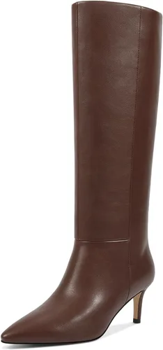 Vista 45 de wetkiss Botas altas hasta la rodilla para mujer, con tacón de gatito y diseño de punta puntiaguda, clásicas y sexys