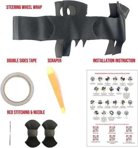 Vista 4 de Envoltura cosida a mano para Dodge Challenger/Dodge Charger/Dodge Durango 2015-2023 Protección interior del volante Accesorios