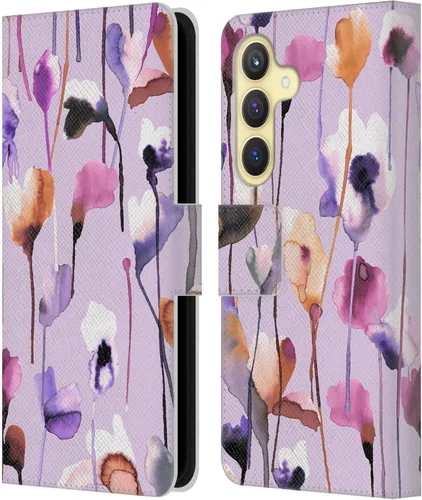 Vista 123 de Head Case Designs Officially Licensed Ninola Abstract Poppies Lilac Floral Leather Wallet Case Compatible with Samsung Galaxy A07 4G