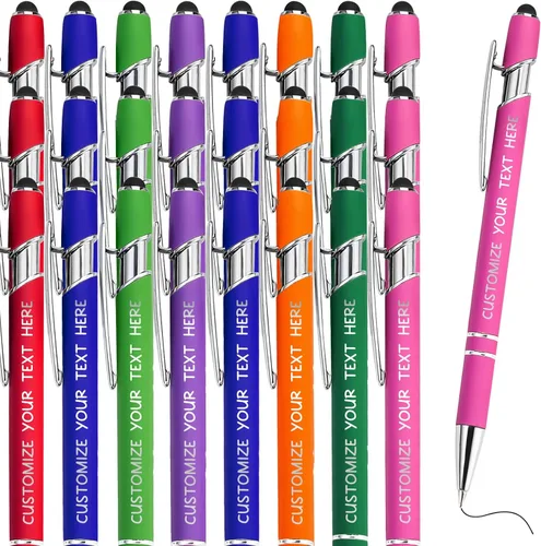 Vista 48 de Hasta 500 bolígrafos personalizados a granel con lápiz capacitivo, grabado, juego de bolígrafos con tu nombre, texto para mujeres de negocios