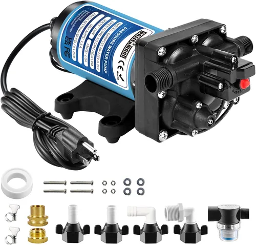 Vista 14 de WASSERMANN Bomba de Aumento de Presión de Agua de 115 Voltios AC 4.5GPM 55PSI, Bomba de Agua Autocebante de Diafragma con Interruptor de Presión