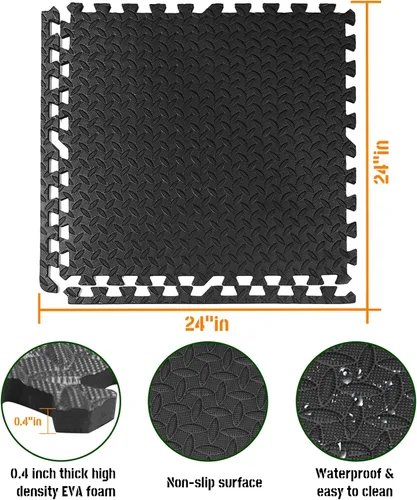 Vista 2 de GWT Baldosas para Suelo de Gimnasio en Casa, Alfombrilla de Ejercicio de Rompecabezas Entrelazadas de EVA para Equipo de Entrenamiento, Protección
