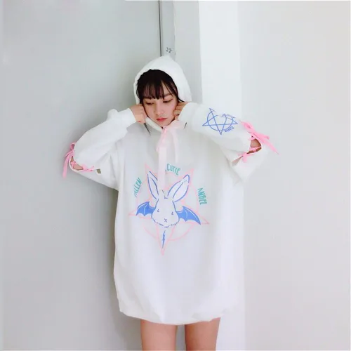 Vista 5 de BSTANG Sudadera con capucha de otoño con cordones de dibujos animados con estampado de pentáculo, de manga larga, kawaii para mujer