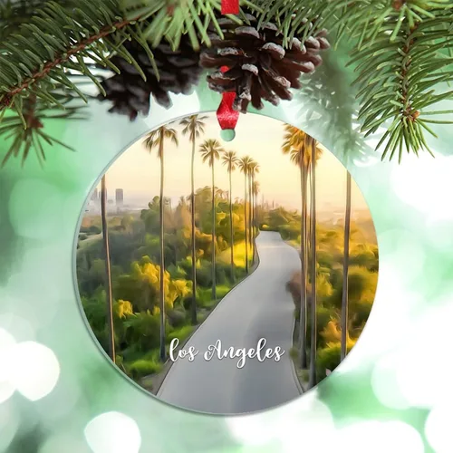 Vista 23 de Los Ángeles Beach California, Estados Unidos, decoración de árbol de Navidad, recuerdo de ciudad de campo, recuerdos de Navidad personalizados