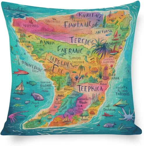 Vista 15 de Fundas de almohada Florida Keys - Funda de almohada con mapa colorido de isla de viajes y atracciones, mapa del estado de EE. UU., Fundas