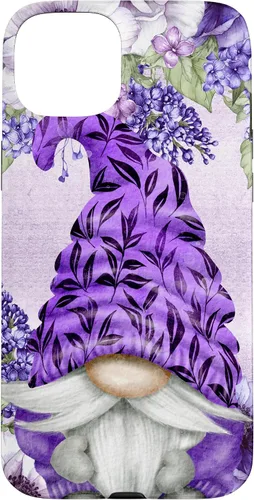 Vista 9 de Funda estética para iPhone 16 con diseño de anémonas de gnomo morado y lavanda