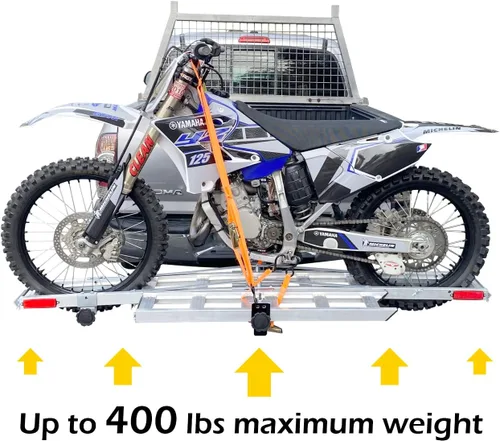 Vista 5 de MaxxHaul 50711 Portamotocicletas de Aluminio – Soporte de Enganche para Motocicleta de Cross con Rampa de Carga, Capacidad de 400 lb, Se Adapta a