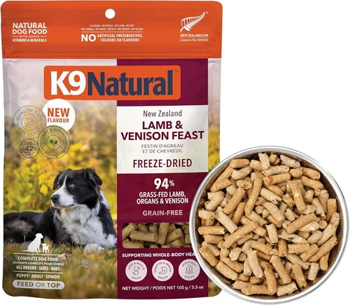 Vista 17 de K9 Natural Carne Liofilizada para Perros, Comida Completa Natural de Alta Carne o Aditivo para Comida para Perros, Carne Alimentada con Pasto