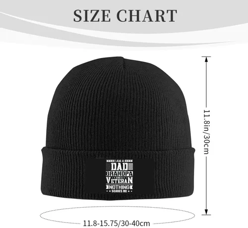 Vista 7 de Knit Beanie Warm and Cozy Winter Hat for Men and Women, I Am Dad Grandpa and A Veteran Nothing Scares Me Fashionable Accessories with Stylish Design