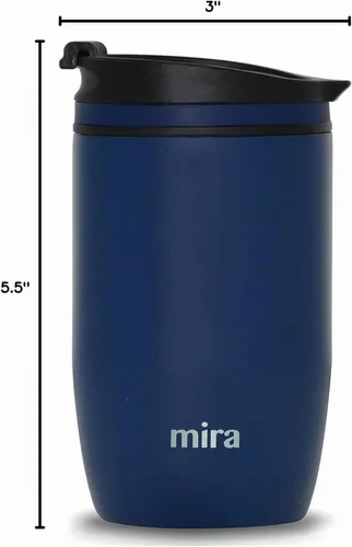 Vista 8 de MIRA Taza de café de viaje de 12 onzas - Vaso aislante de acero inoxidable con tapa de rosca - Azul almirante Azul (Admiral Blue)