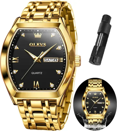 Vista 15 de OLEVS Relojes para hombre, de lujo, para negocios, analógicos, de cuarzo, relojes de pulsera para hombre con correa de malla de acero inoxidable