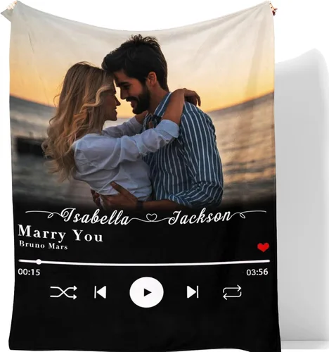 Vista 25 de D-Story Manta personalizada con foto, entrega al día siguiente, hecha en EUA, Manta de collage personalizada, haz una manta personalizada