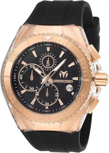 Vista 2 de TechnoMarine Cruise Star Reloj de cuarzo de acero inoxidable con correa de silicona, negro, 29 (Modelo TM-115037), Negro -, Cronógrafo, reloj