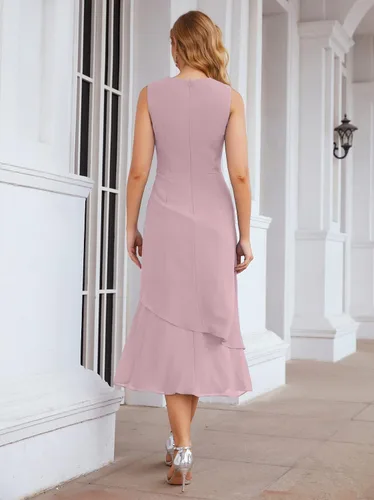 Vista 3 de Numbersea Vestidos formales de baile de graduación, de gasa, acampanados, para madre de la novia, tallas grandes para mujeres con chaqueta