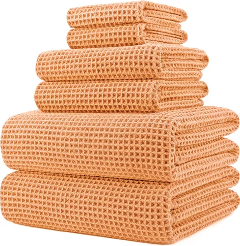 Vista 11 de POLYTE Juego de toallas de baño de gran tamaño de microfibra de secado rápido de 430 GSM, sin pelusas, 6 piezas (tejido de gofre)