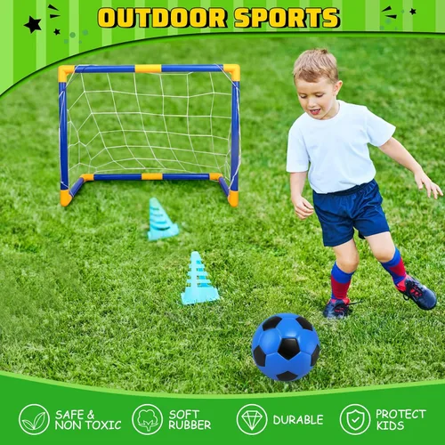 Vista 5 de Soccer Goal Set with 3 Ball Pump for Toddler Kid, Portable Goals Training Equipment for Garden Indoor Outdoor Backyard, Birthday Gift for Boy Girl