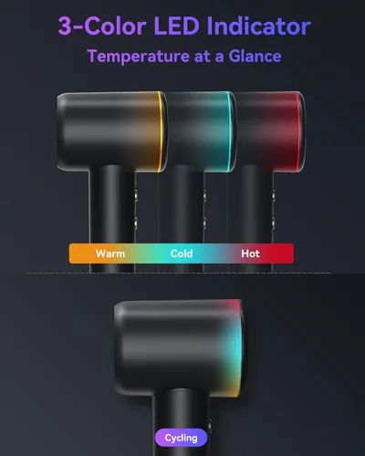 Vista 5 de Secador de pelo de alta velocidad, secador de pelo iónico negativo con motor sin escobillas de 110,000 RPM/1500 W para secado rápido, secador