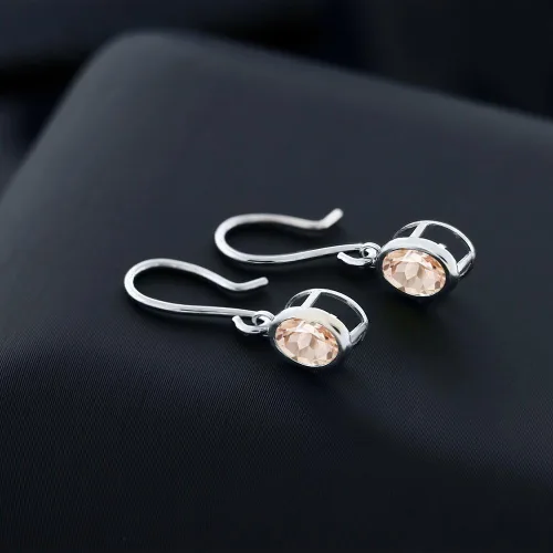 Vista 31 de Gem Stone King Aretes colgantes de plata de ley 925 de 0.276 x 0.197 in con piedra natal ovalada de alambre francés para mujer