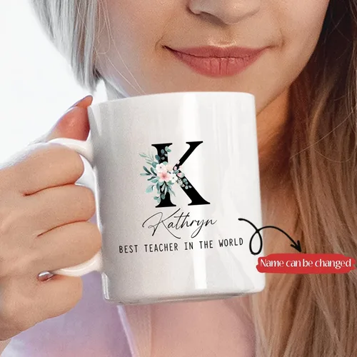 Vista 2 de Taza para el mejor maestro del mundo, regalo personalizado para profesor con nombre, taza de café para el mejor maestro, regalo personalizado