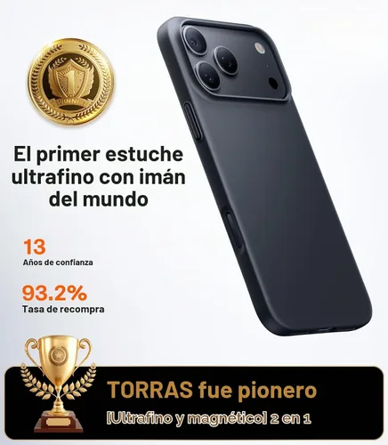 Vista 3 de TORRAS Funda magnética delgada para iPhone 18 Pro Max Ultra Thin, negro 1-negro