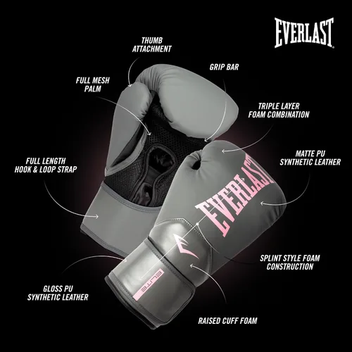 Vista 4 de Everlast Guantes de boxeo Elite 2 Gris/rosado