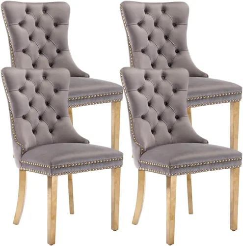 Vista 56 de Juego de 2 sillas de comedor de terciopelo beige, sillas de comedor tapizadas beige01