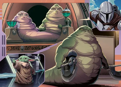 Vista 4 de Ravensburger - Paquete de rompecabezas de 4 x 100 piezas de Star Wars The Mandalorian y Grogu. Cuatro momentos galácticos para disfrutar o regalar