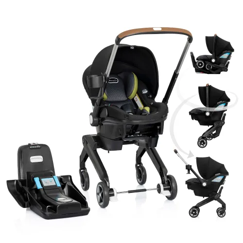 Vista 9 de Evenflo Shyft DualRide Combo de Asiento de Coche Infantil y Cochecito con Almacenamiento Carryall (Gris Boone)