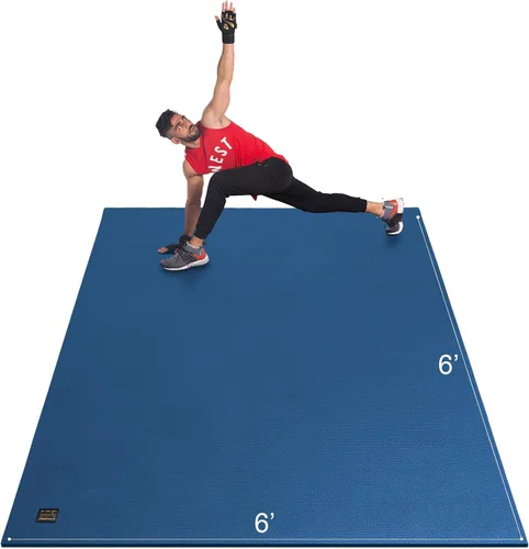 Vista 10 de GXMMAT Alfombrilla de ejercicio grande de 6 x 4 pies/6 x 5 pies/6 x 6 pies (0.276 in), alfombrillas gruesas para suelo de gimnasio en casa, tapete