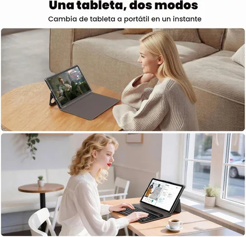 Vista 3 de Android 15 Tablet, 11", 12GB RAM, 128GB, teclado y funda