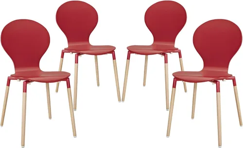 Vista 6 de Modway Path Mid-Century Modern - Dos sillas de cocina y comedor en color blanco