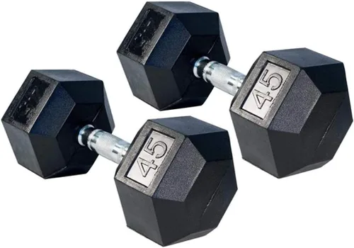 Vista 15 de Gronk Fitness Pares de mancuernas hexagonales de goma, 5 libras a 70 libras, equipo de entrenamiento para hombres y mujeres, hierro fundido