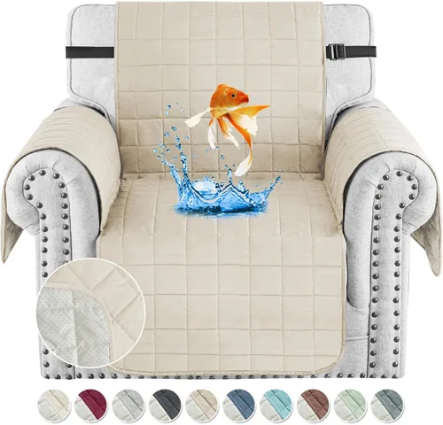 Vista 26 de MAXIJIN Fundas impermeables para sofá de 3 cojines, aptas para mascotas, fundas acolchadas para sofá de 69 pulgadas, lavables, protector de sofá