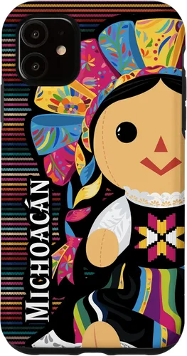Vista 6 de Funda para iPhone 12 mini Michoacan Monita Muneca Maria de Trapo Mexicana
