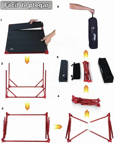 Vista 6 de iClimb Mesa plegable extensible, área de mesa grande, ultraligera, compacta