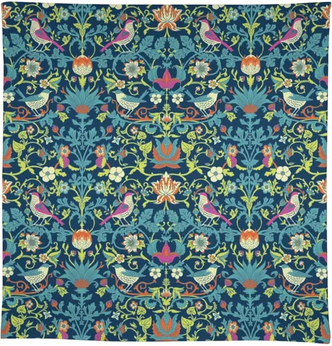 Vista 269 de Mantel Floral Retro de Pájaros, Diseño Original Bohemio William Morris Estampado Cubierta de Mesa para Hogar Picnic Fiesta Comedor Cocina William