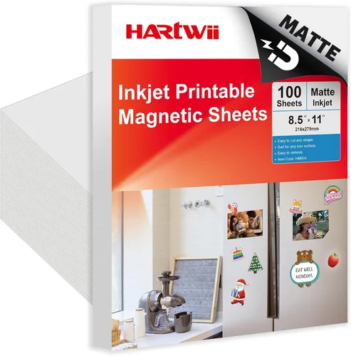 Vista 11 de 50 hojas brillantes impresas en papel magnético a granel para impresora de inyección de tinta, haz fotos para refrigerador, 13.5 mil, 8.5 x 11
