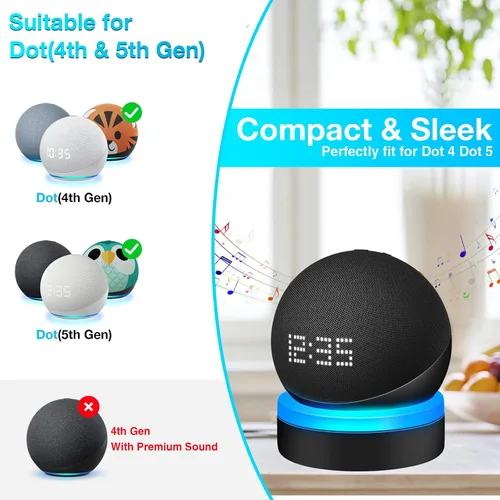 Vista 2 de ZUOLACO - Soporte de mesa para Echo Dot 5ª generación y modelo 2026, paquete de 2, color negro