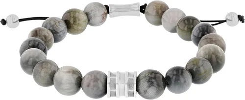 Vista 8 de Pulsera Bolo de Nylon Ajustable con Cuentas de Acero Inoxidable para Hombre - Elección