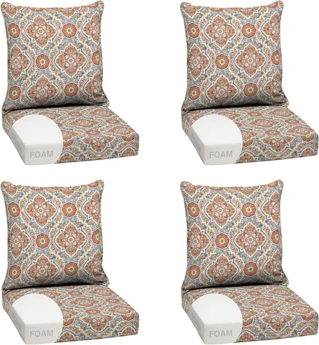 Vista 41 de Arden - Juego de cojines de asiento profundo para exteriores, espuma, 24x24, azulejos Alana