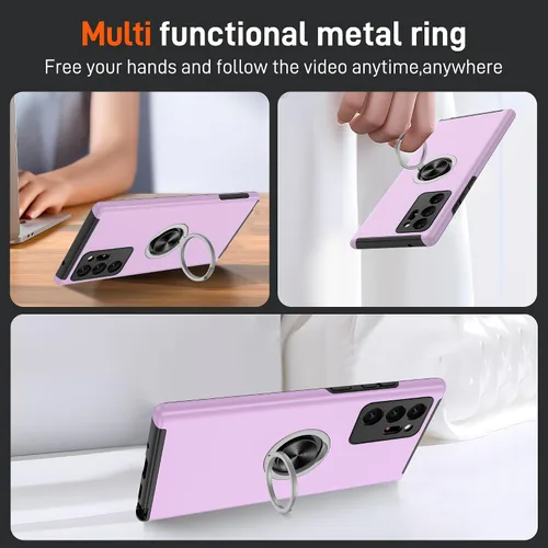 Vista 183 de Gritup - Funda para Galaxy A05S con protector de pantalla HD×2, funda protectora para teléfono a prueba de golpes con soporte magnético de anillo