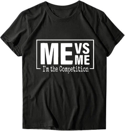 Vista 3 de Camisas motivacionales para mujer camisetas divertidas de manga corta con refranes inspiradores ME VS ME y ME para adolescentes y niñas