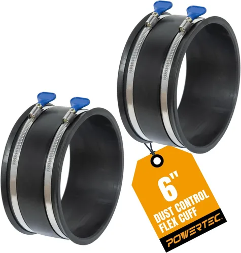 Vista 9 de POWERTEC 70337-P2 - Manguito flexible de control de polvo de 2-1/2 pulgadas con abrazaderas de manguera de llave ajustable, conector de manguera