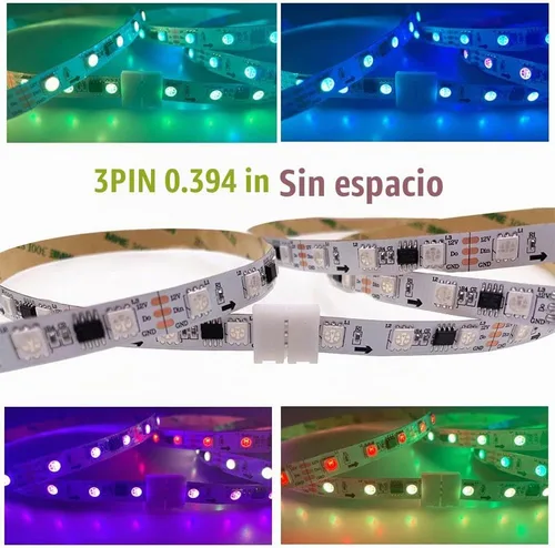Vista 5 de Kit de conector de tira LED de 3 pines, incluye conector de esquina LED, sin cables y conector en forma de T, puente para tira LED WS2811 WS2812
