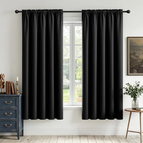 Vista 63 de CUCRAF - Cortinas opacas beige de 45 pulgadas, juego de 2 paneles con bolsillo para barra, cortinas para oscurecer dormitorios y sala de estar