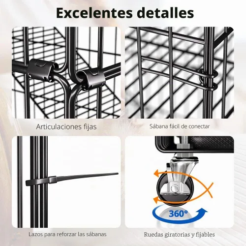 Vista 8 de PawGiant Jaula para gatos de 4 niveles de 51 pulgadas, perrera de metal grande para gatos, gatitos, hurones y otros animales, con corralito, 2