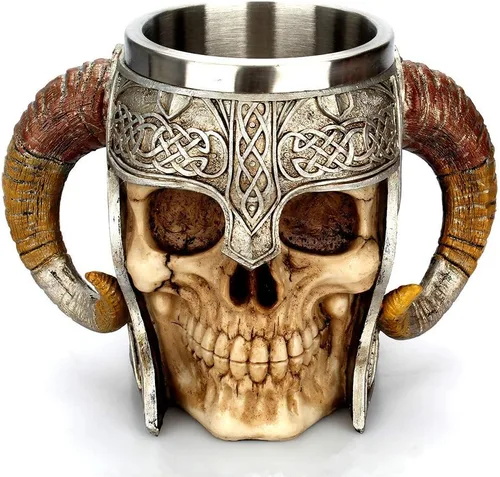 Vista 12 de GuoShuang Decoración nórdica de acero inoxidable de madera viking café fresco taza viking regalo para hombres taza de cerveza stein